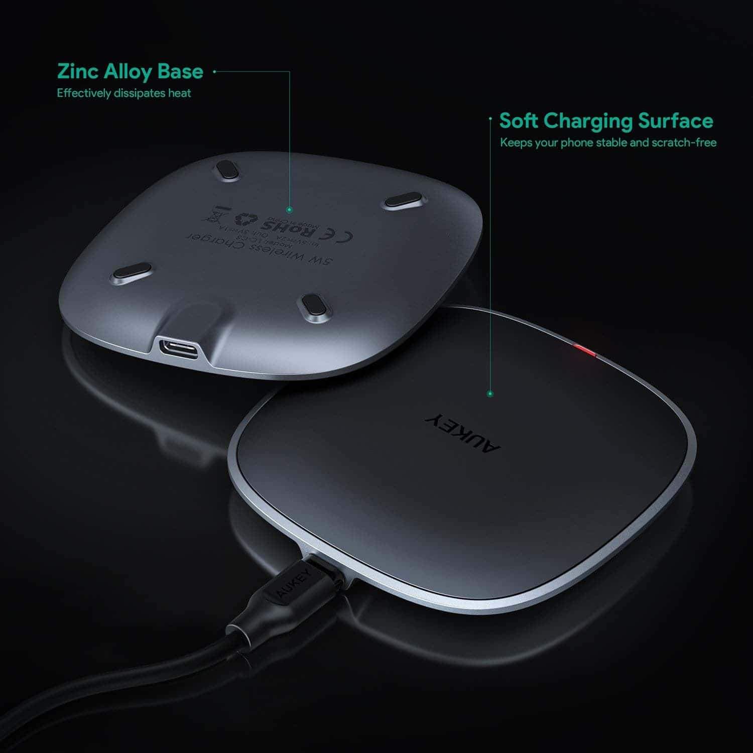 แท่นชาร์จไร้สาย AUKEY ชาร์จด่วนสูงสุด 10W Wireless Fast Charging Pad for Samsung Galaxy Note9 / S9 / S9+, iPhone X / Xs / Xs Max, and และรุ่นอื่นๆที่รองรับ รุ่น LC-Q6