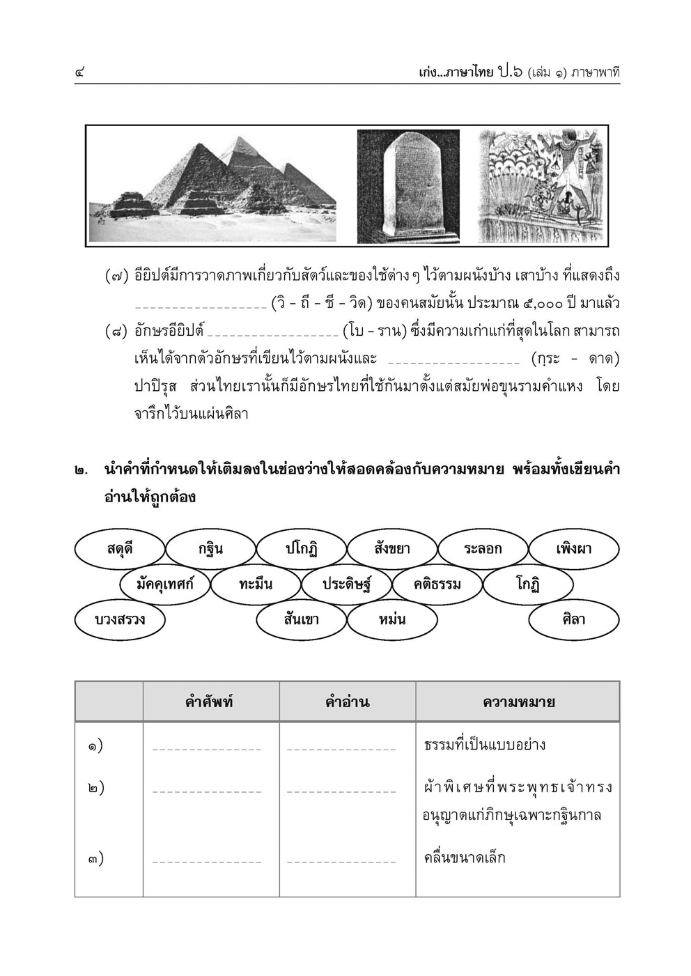 เก่ง ภาษาไทย ป.6 เล่ม 1 เพิ่ม แนวข้อสอบ ONET ป.6 ข้อสอบเข้าม.1 โดย พ.ศ.พัฒนา