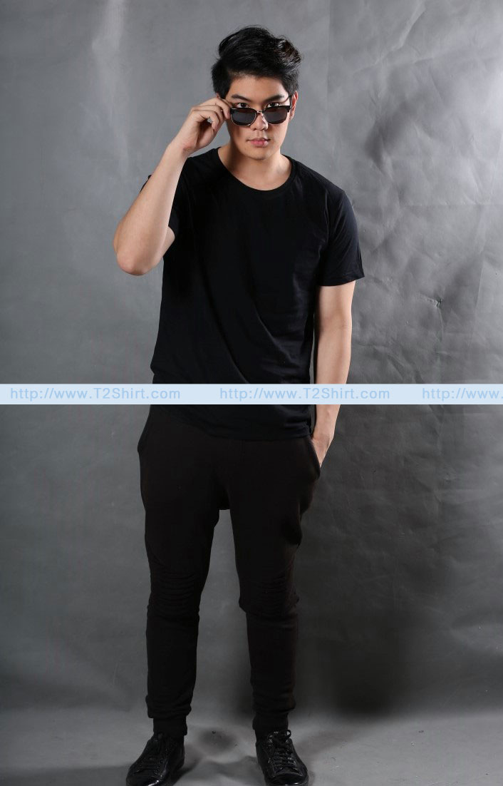 เสื้อยืด คอวี แขนสั้น สีดำ Size 3XL