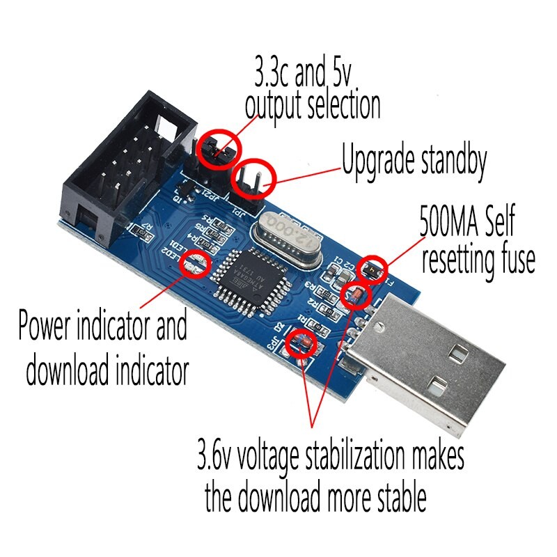 51 AVR USB ISP ASP Atmega Programmer USBASP Downloader โปรแกรมเมอร์สําหรับ 51 AVR