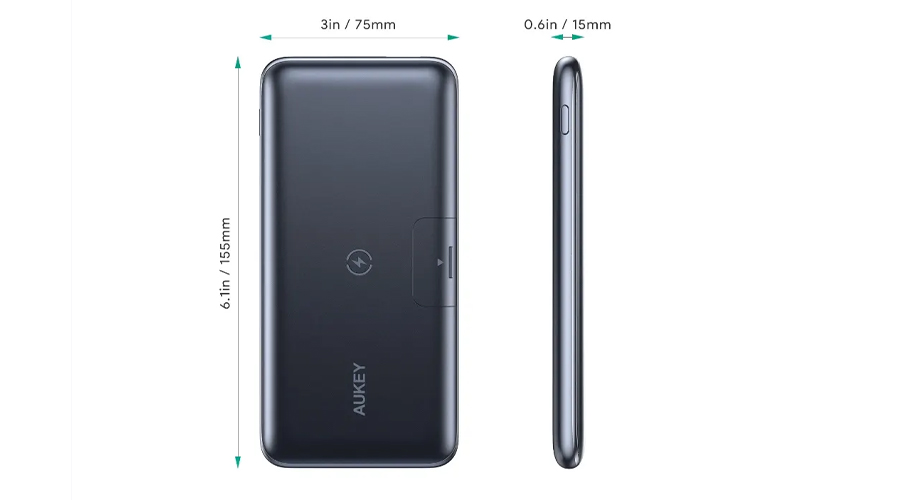 AUKEY PB-WL02 พาวเวอร์แบง ชาร์จเร็ว PD&QC3.0&SCP 22.5W 10000mAh with Wireless Charging 10W