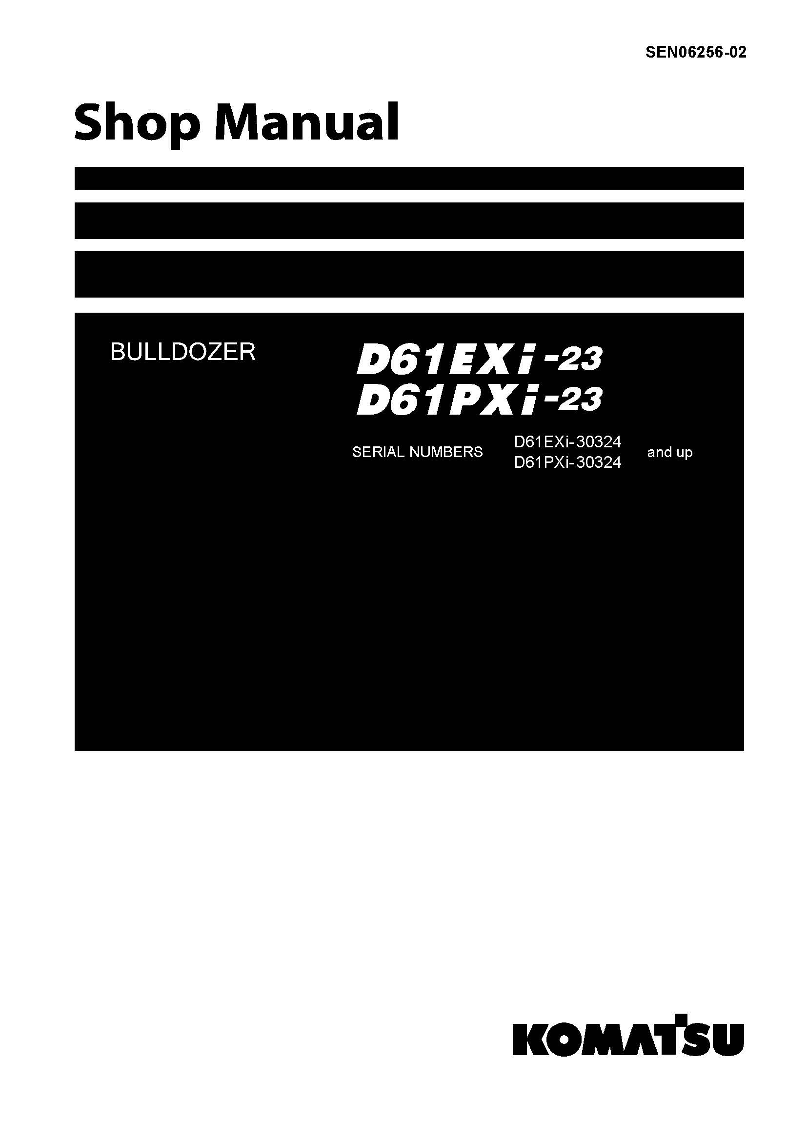 หนังสือ คู่มือซ่อม วงจรไฟฟ้า จักรกลหนัก BULLDOZER D61EXi-23 30324, D61PXi-23 30324 (ทั้งคัน) EN