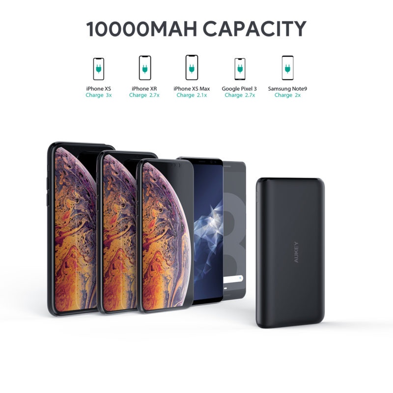 Aukey Powerbank USB-C Power Bank รุ่น PB-XN10 (10,000 mAh) สีดำ