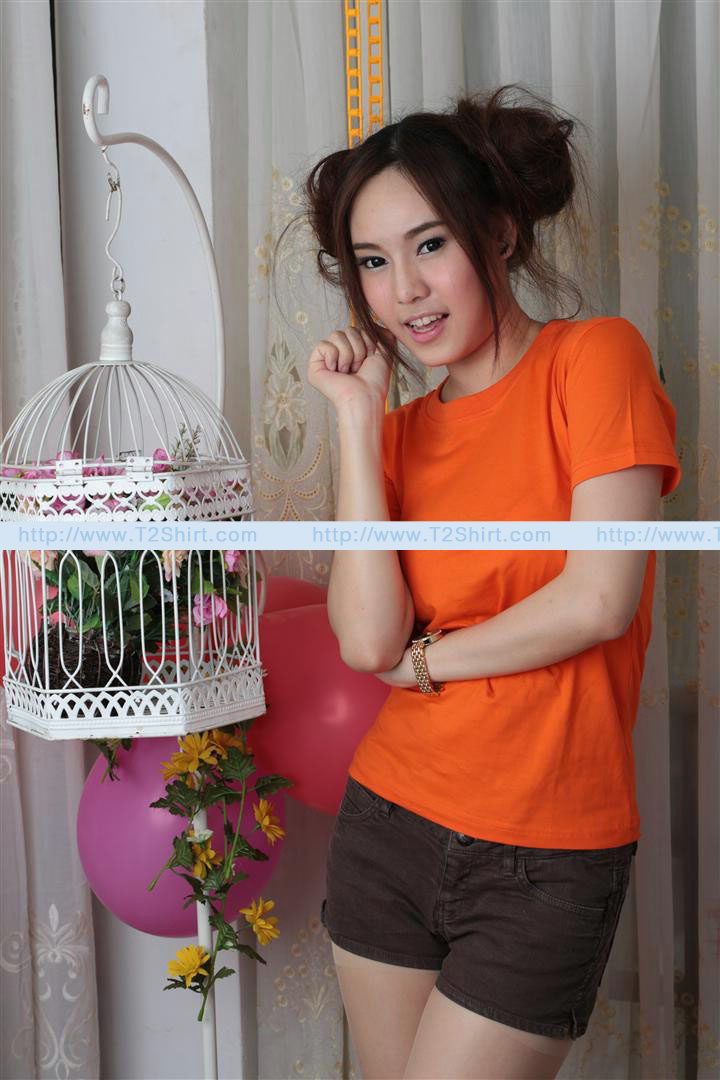 เสื้อยืด คอกลม แขนสั้น สีส้ม Size 3XL