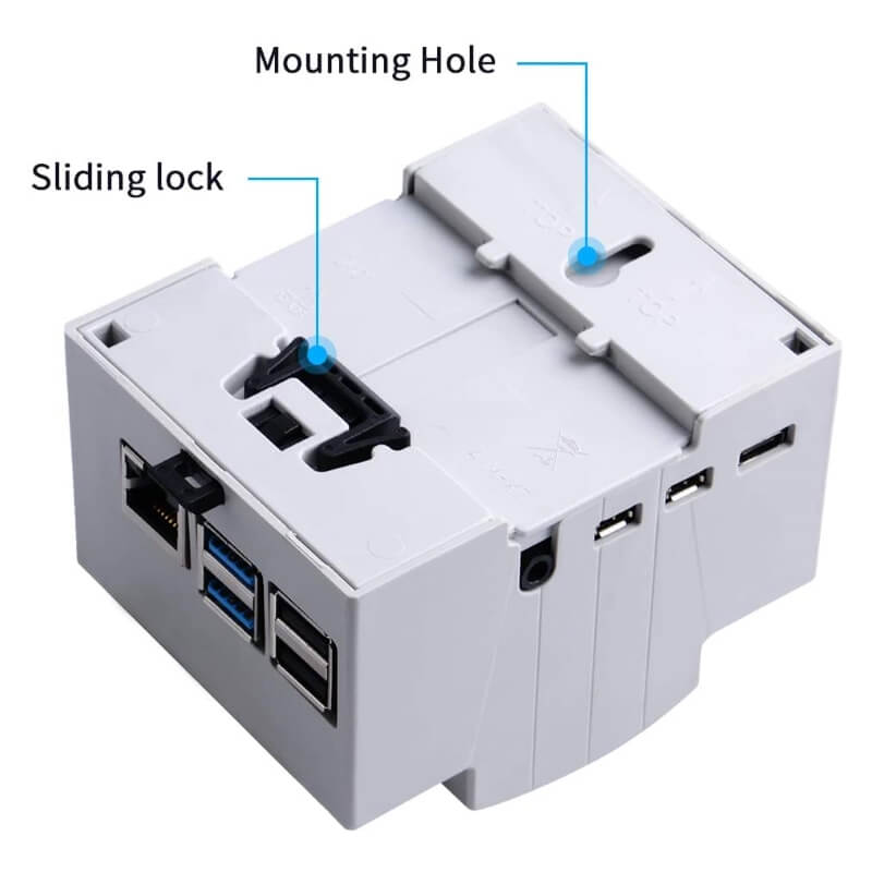 DIN Rail Case for Raspberry Pi 4 Model B เคสติดรางปีกนก