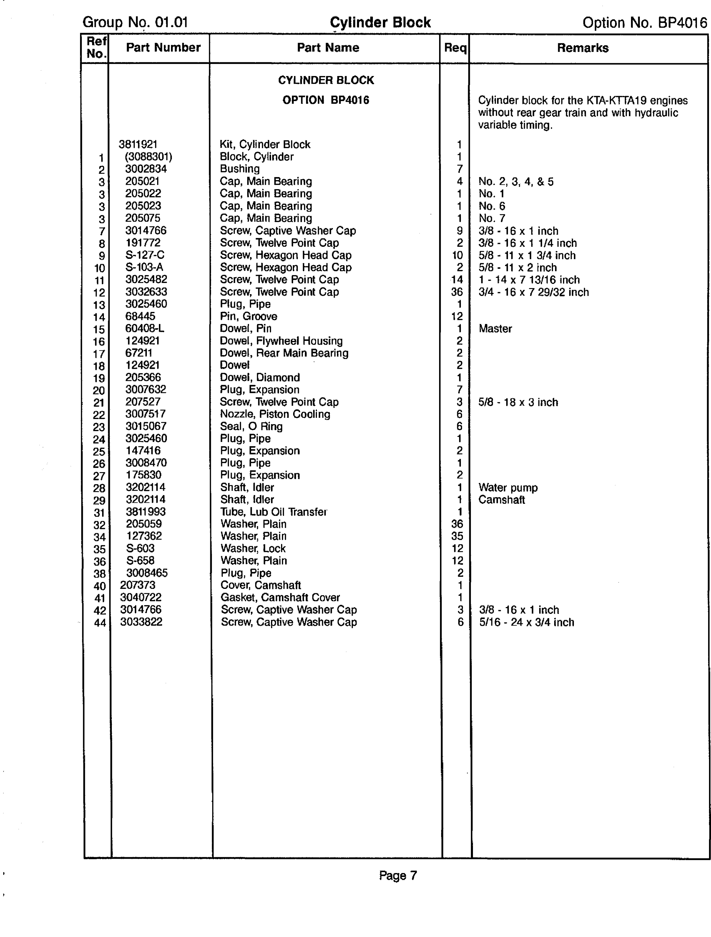 Cummins KTA19-G3 Generator Drive Parts Catalog หนังสือภาษาอังกฤษ
