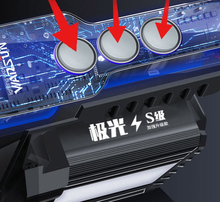 ไฟฉายสะพายแรงสูง แบบส่องไกล พร้อมโคมสีขาว และแดง Warsun D498 Black Upgrade Edition รุ่น 9000