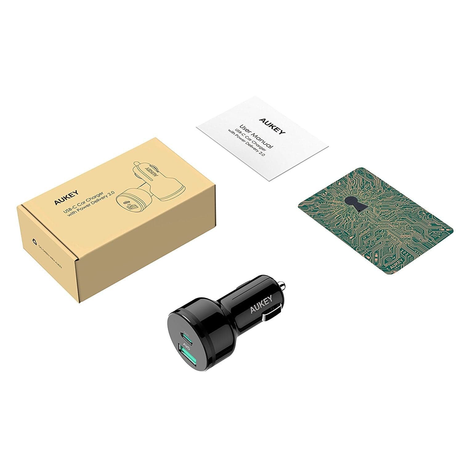 ที่ชาร์จในรถ Aukey Car Charger with PD 27W Power Delivery 2.0 + AiPower