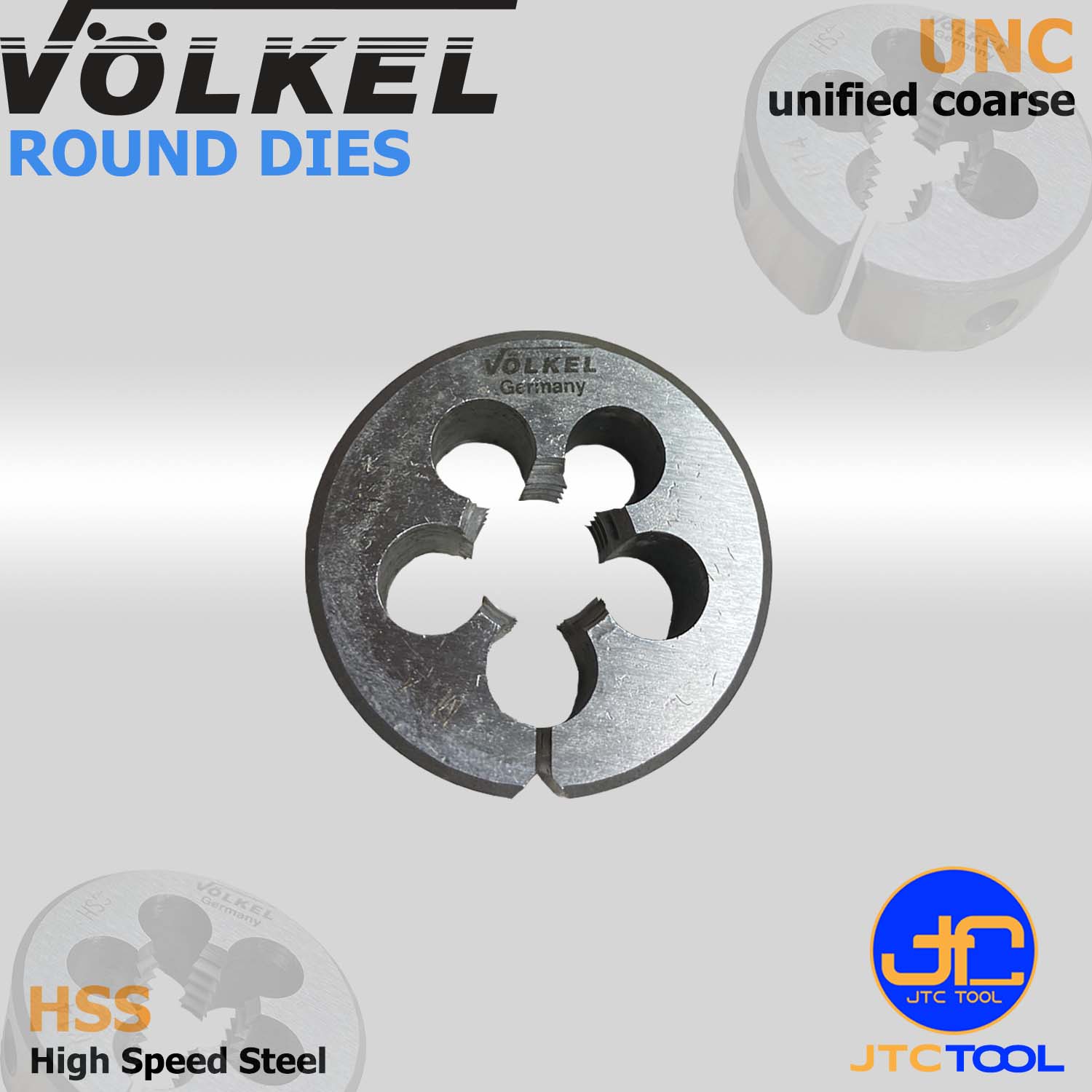 ดายต๊าปเกลียวไฮสปีดหน่วยนิ้ว(UNC) - HSS Round Die Unified Coarse Thread (UNC) [Brand: Volkel]