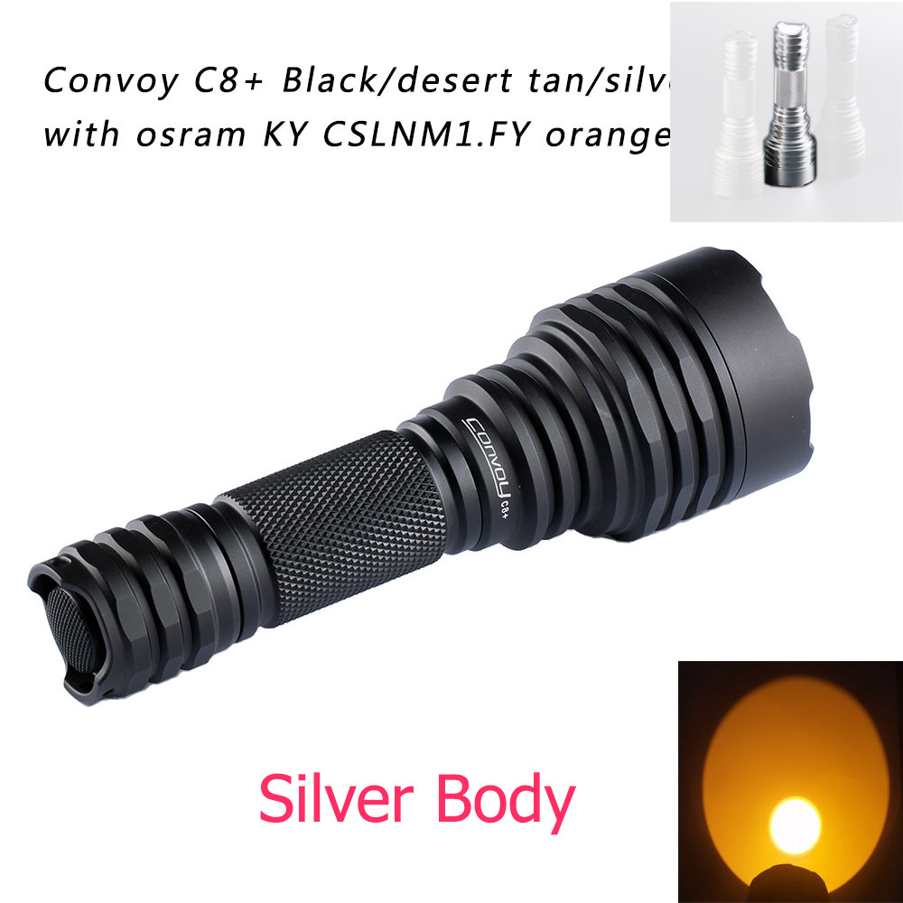ไฟฉายแรงสูง Convoy C8+ Osram KY CSLNM1.FY Orange Yellow Light แสงสีส้ม ตัวเรือนสีบรอนซ์-เงิน