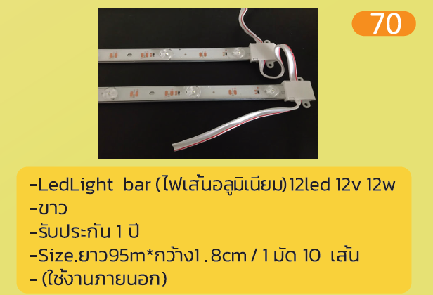 Led Light bar (ไฟเส้น อลูมิเนียม)12led 12v 12w