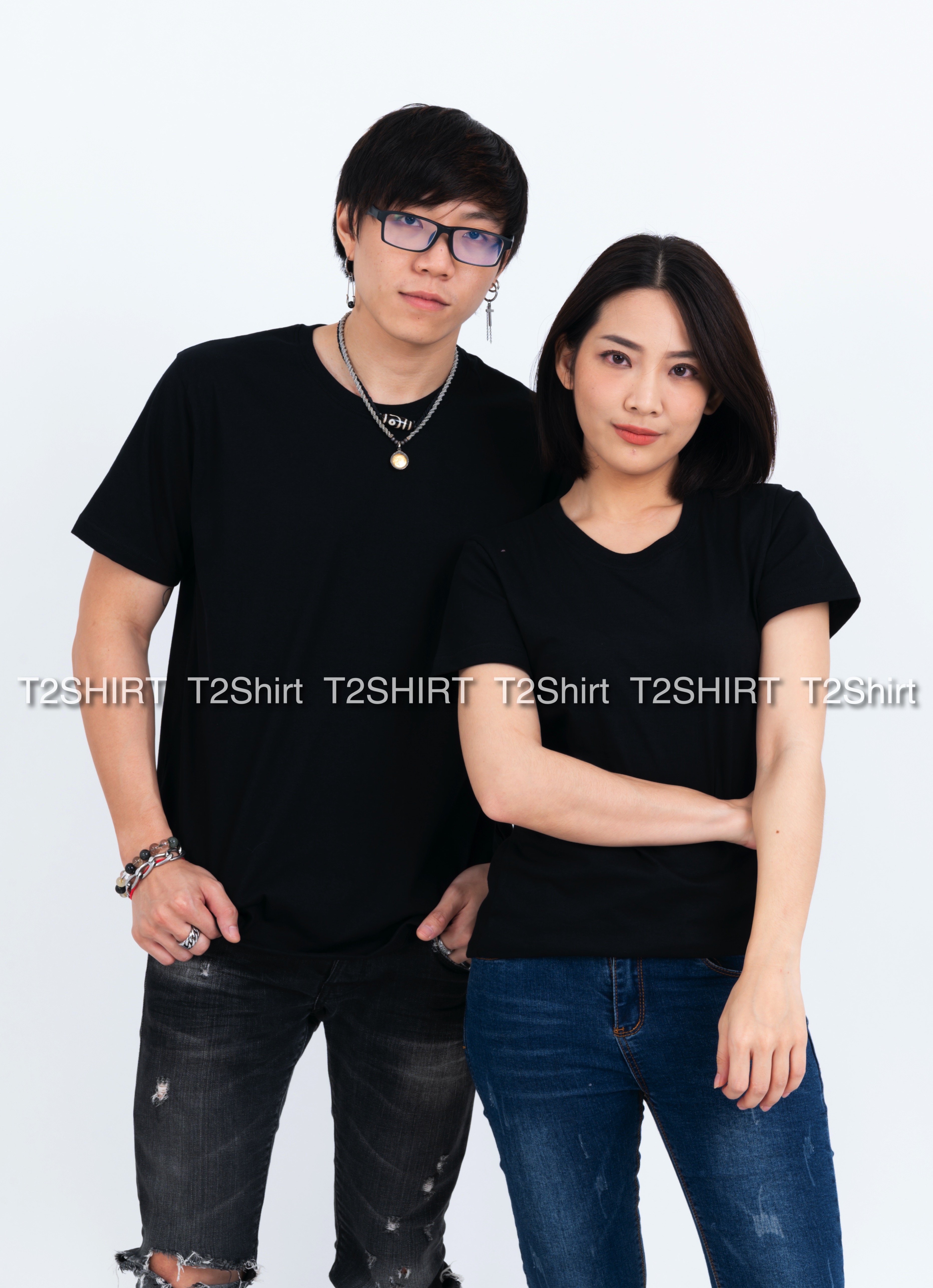 เสื้อยืด คอกลม แขนสั้น สีดำ Size 3XL