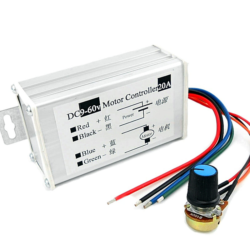 9-60V 20A PWM DC Motor Stepless Variable Speed Controller