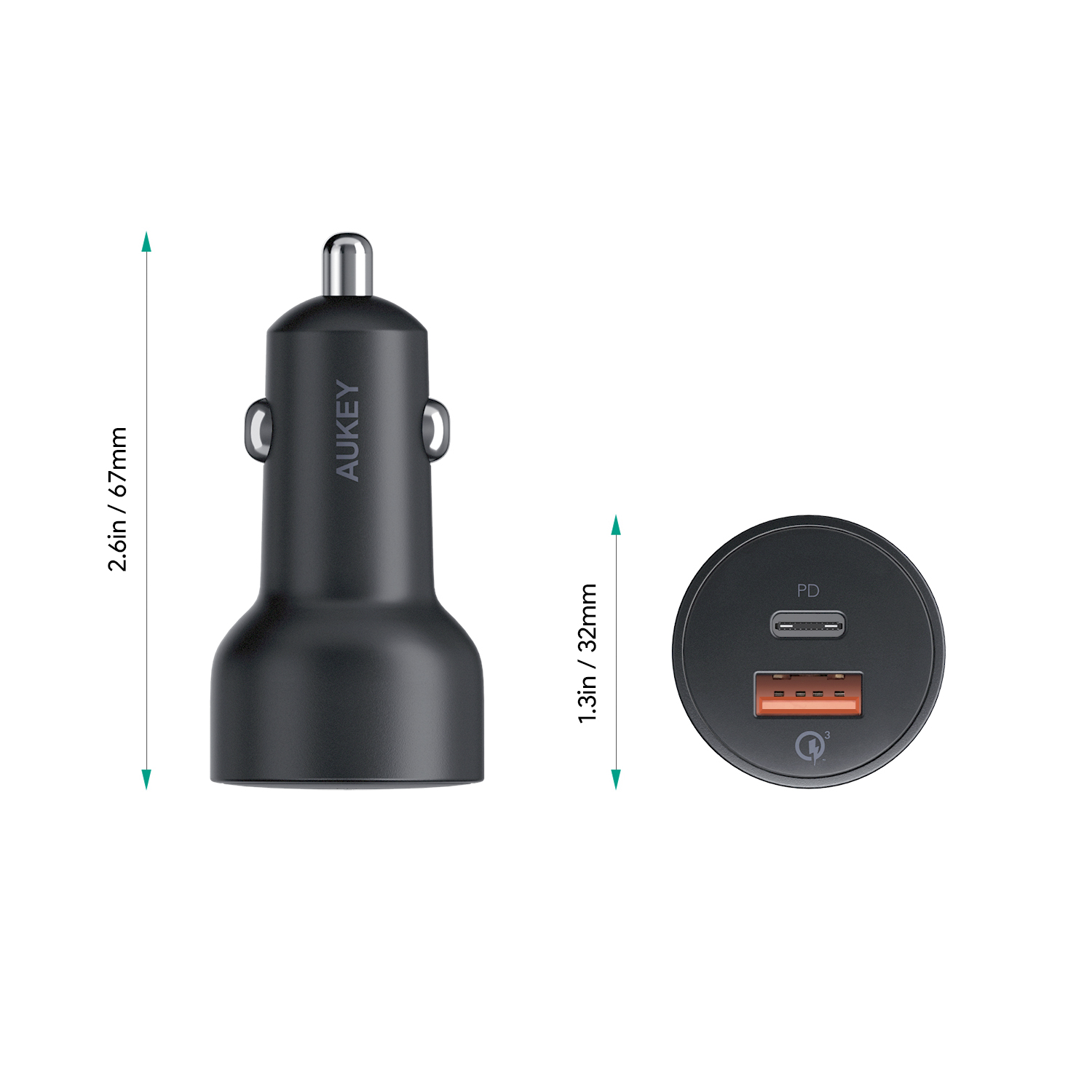 ที่ชาร์จในรถ Aukey USB-C Power Delivery 18W และ ช่อง Quick Charge 3.0 ที่ชาร์จในรถชาร์จเร็วทั้ง iPhone และ Android QC3.0