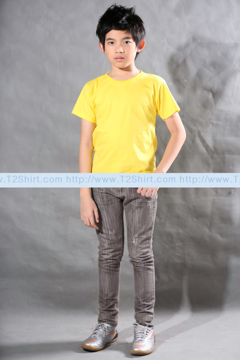 เสื้อยืดเด็ก คอกลม แขนสั้น สีเหลือง Size S
