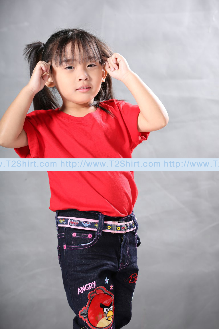 เสื้อยืดเด็ก คอกลม แขนสั้น สีแดง Size XL