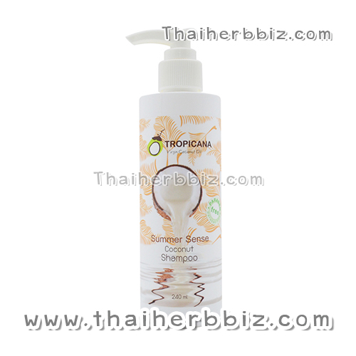 แชมพูน้ำมันมะพร้าวทรอปิคานา กลิ่นซัมเมอร์ เซ้นส์ สูตร NON PARABEN (Coconut Shampoo)