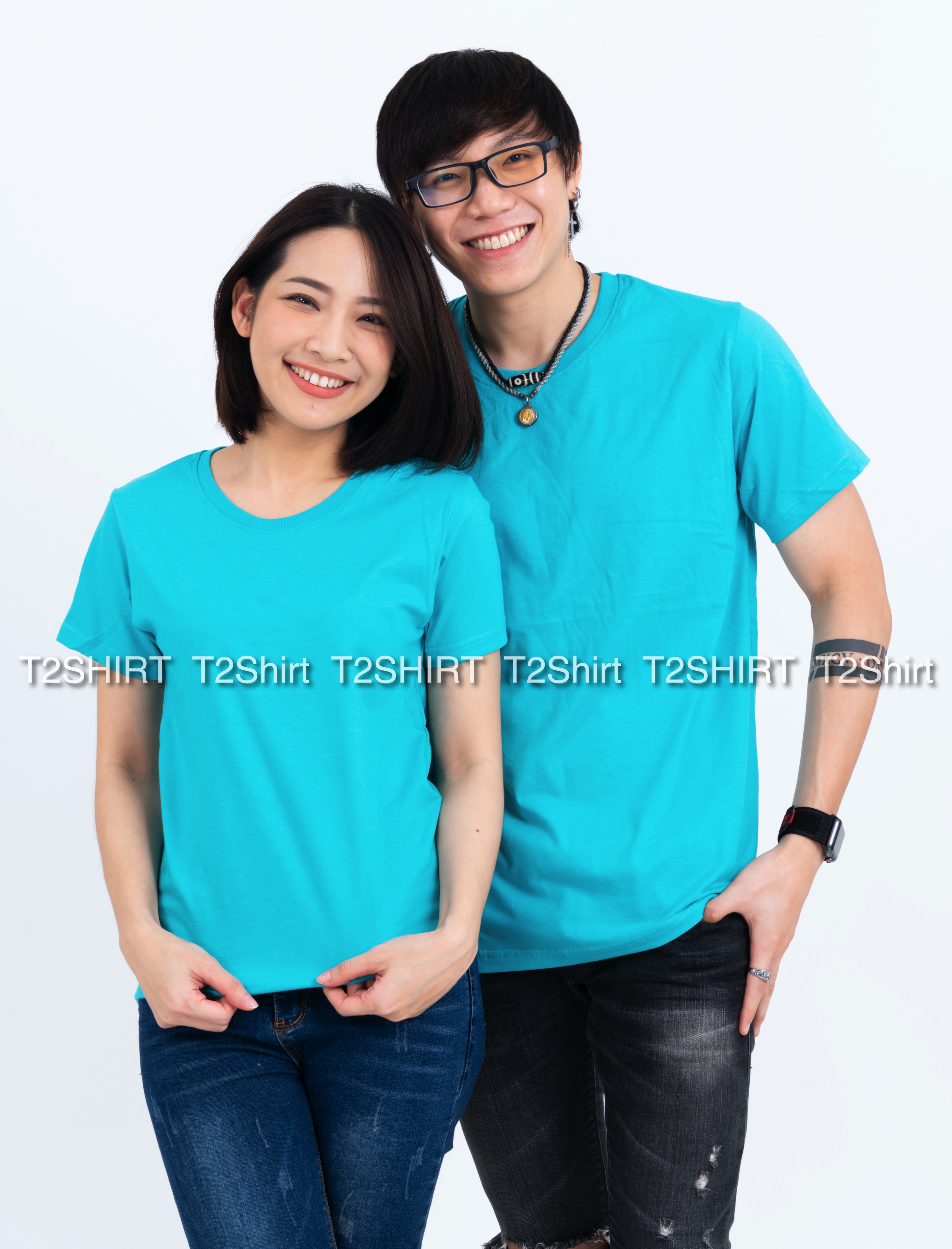 เสื้อยืด คอกลม แขนสั้น สีเขียวมิ้นต์ Size L