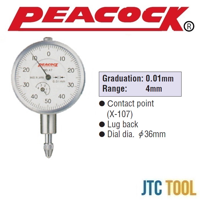 ไดอัลเกจ - Miniature Dial Gauge 0.001mm,0.005mm and 0.01mm [Brand: Peacock]