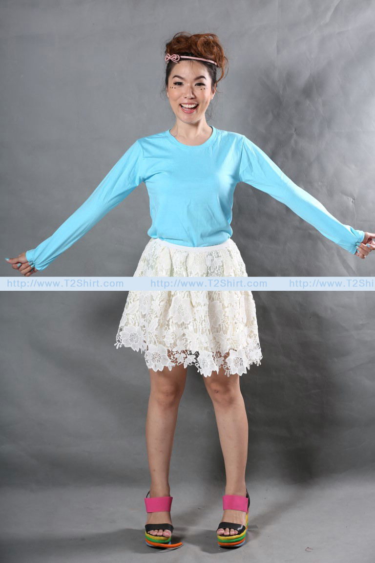 เสื้อยืด คอกลม แขนยาว สีเขียวมิ้นต์ Size 4XL