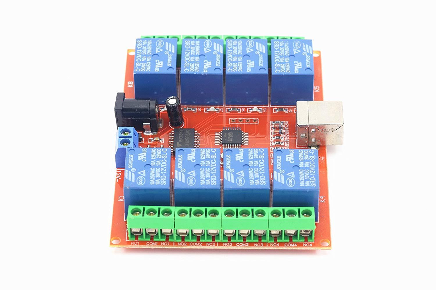 8 Channel USB Relay Module Programmable Computer Control บอร์ดรีเลย์สำหรับควบคุมโดยคอมพิวเตอร์