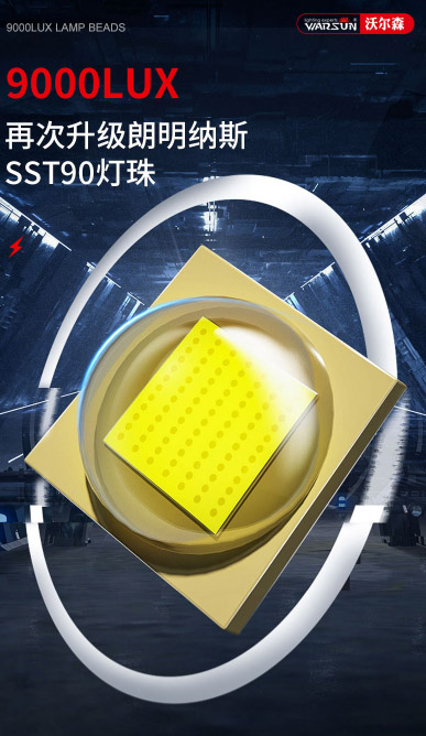 ไฟฉายสะพายแรงสูง แบบส่องไกล พร้อมโคมสีขาว และแดง Warsun D498 Black Upgrade Edition รุ่น 9000