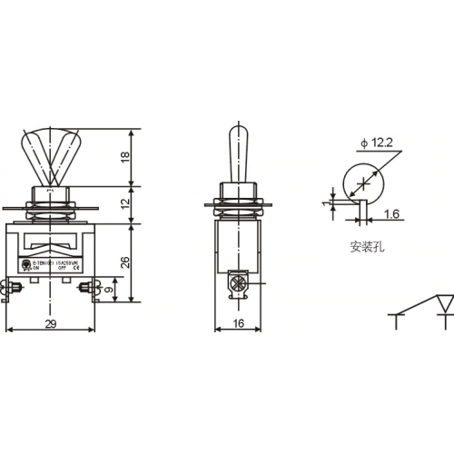 E-TEN1021 Toggle Switch ON-OFF 15A/250VAC