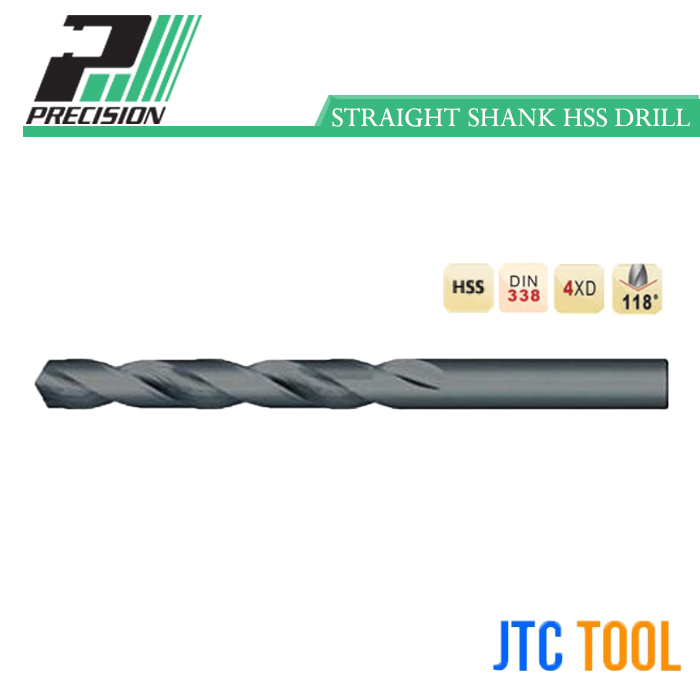 ดอกสว่านไฮสปีดเจาะเหล็กก้านกลมสีดำขนาด 1.00-17.50มิล - HSS Drill No.2AB [Brand: Precision]