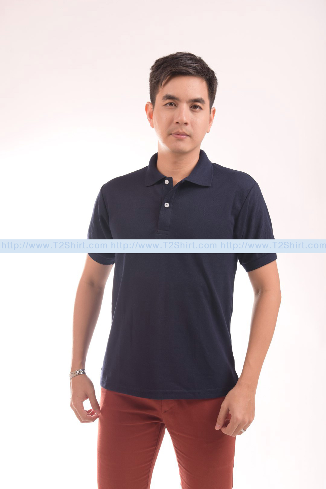 เสื้อโปโล TK แขนสั้น ทรงตรง สีกรมท่า Size SS