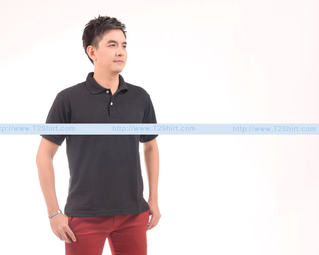 เสื้อโปโล TK แขนสั้น ทรงตรง สีดำ Size M