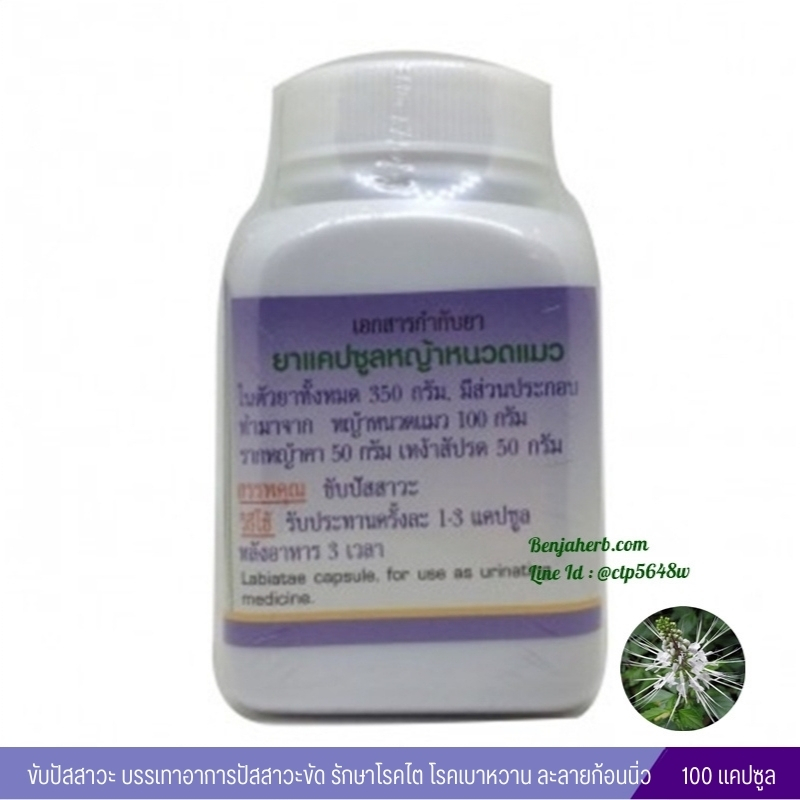 ยาแคปซูลหญ้าหนวดแมว สมุนไพรดวงพร (100 แคปซูล)