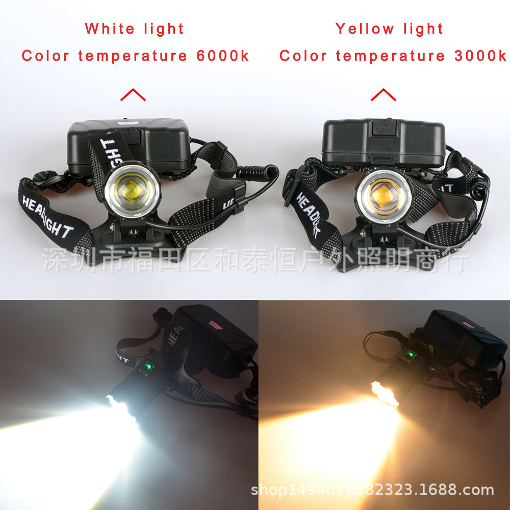 ไฟฉายคาดศีรษะแรงสูง แบบ 1 หลอดปรับขยายได้ LED XHP70.2 , JamieFire T130 แสงสีเหลือง ชุดแบตเตอรี่เกรดคุณภาพดี