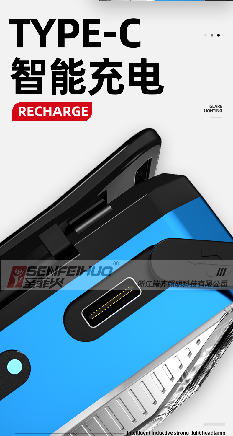 ไฟฉายคาดศีรษะ Santafe Fire T69 หลอด LED และ COB ขนาดกระทัดรัด ตัวเรือนสีฟ้า