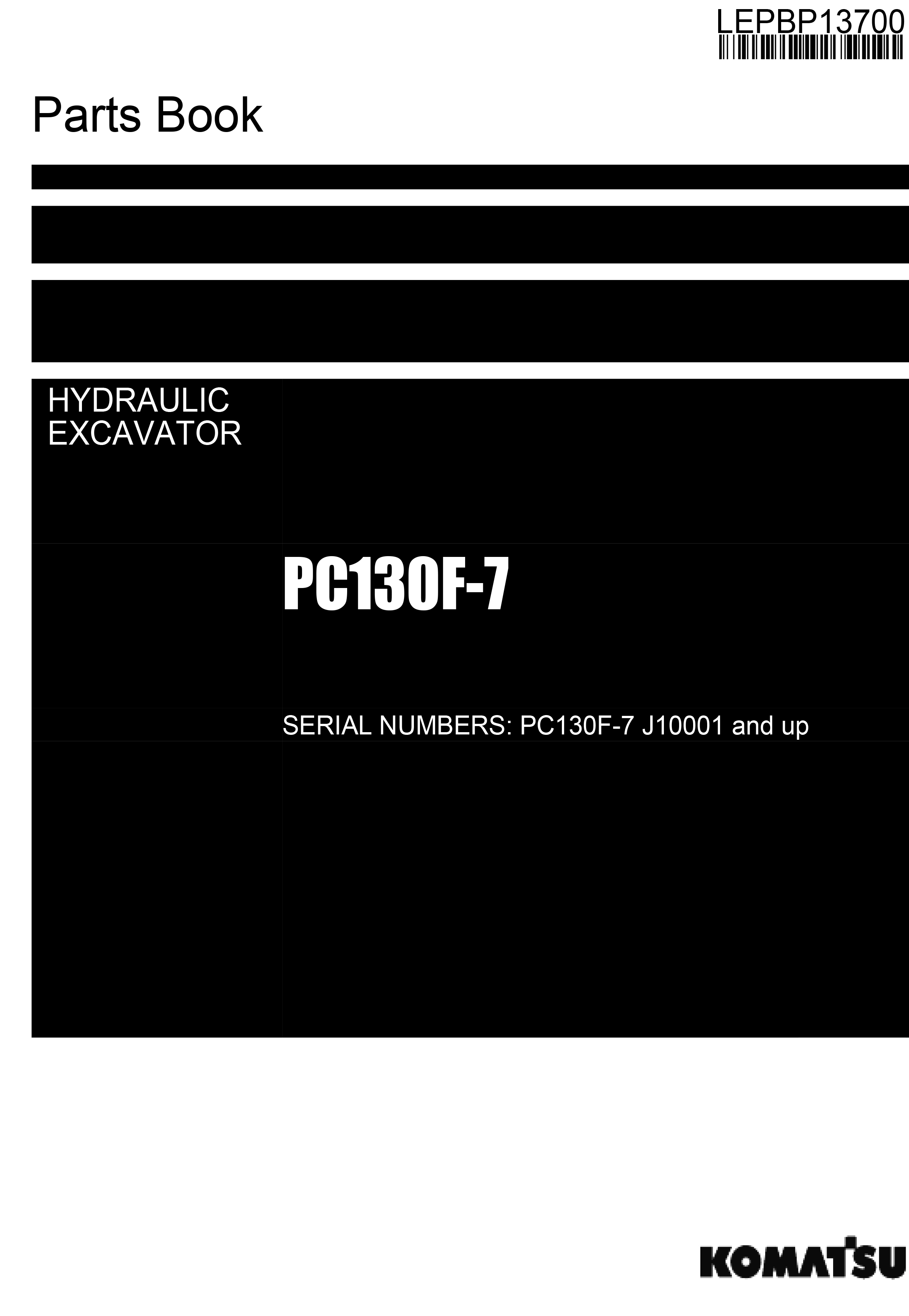 หนังสือ Parts Catalog Komatsu PC130F-7 J10001 & up (อังกฤษ)