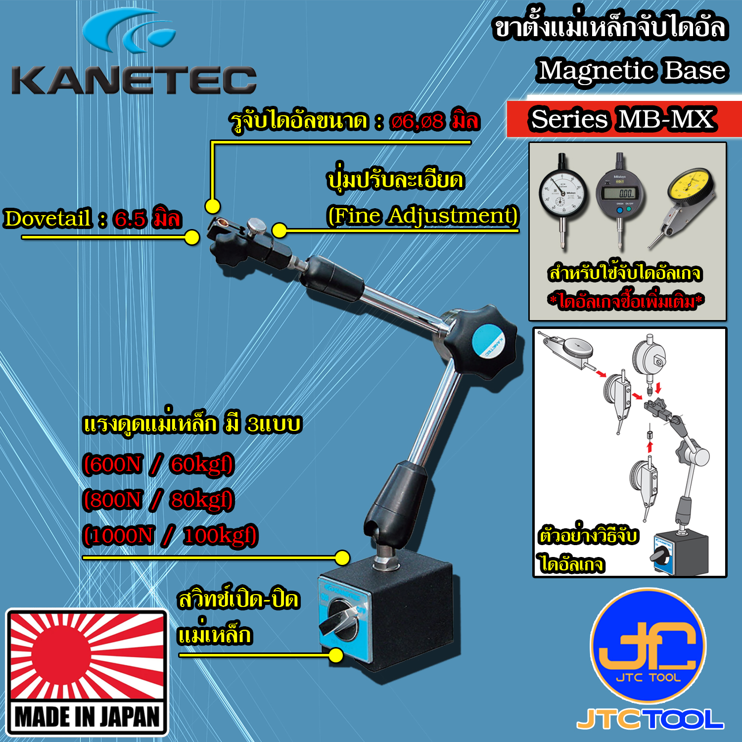 KANETEC ขาตั้งแม่เหล็ก รุ่น MB-MX - Magnetic Stand Model MB-MX
