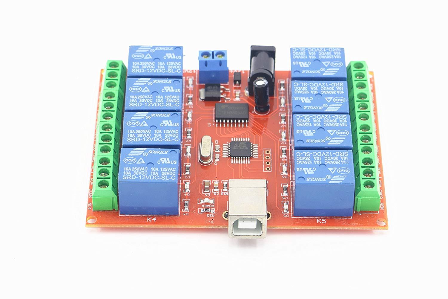 8 Channel USB Relay Module Programmable Computer Control บอร์ดรีเลย์สำหรับควบคุมโดยคอมพิวเตอร์