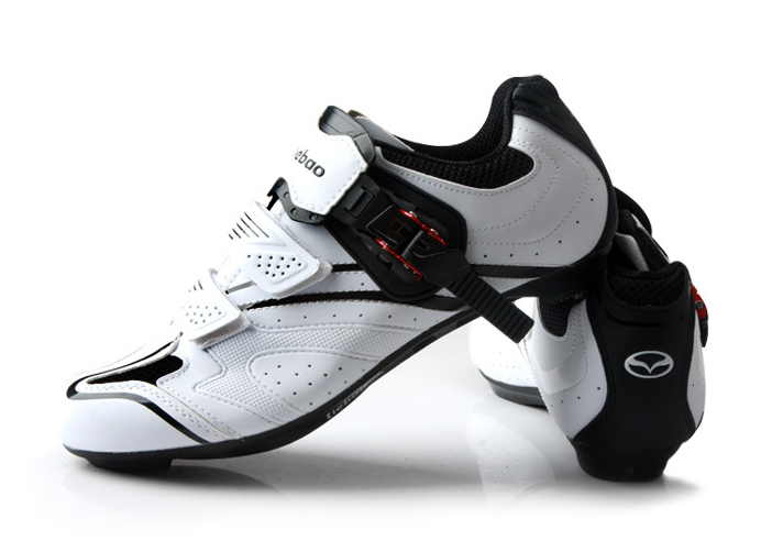 รองเท้าจักรยานหมอบ Tiebao ระบบตัว Lock สีขาว