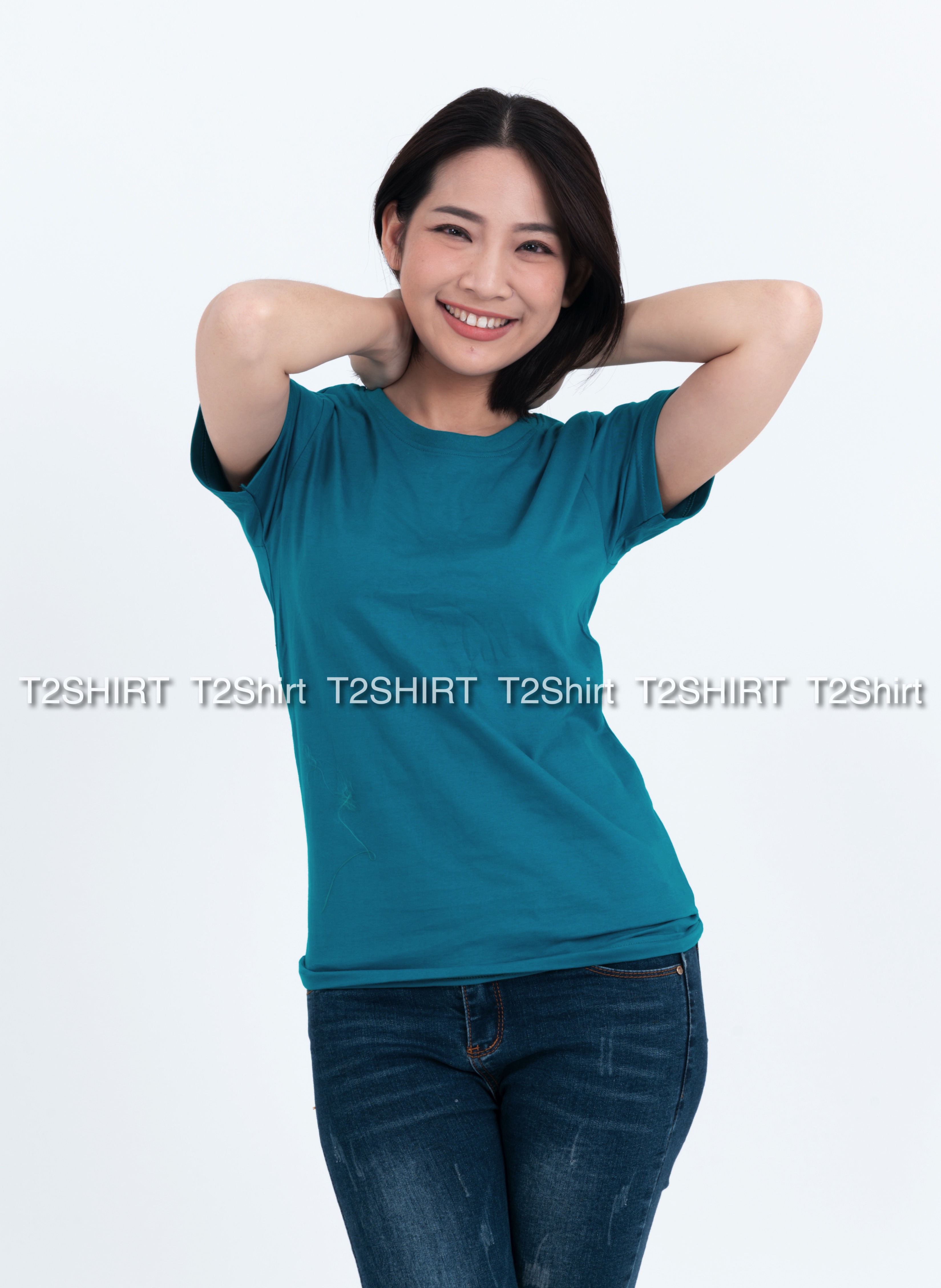 เสื้อยืด คอกลม แขนสั้น สีเขียวหยก Size M