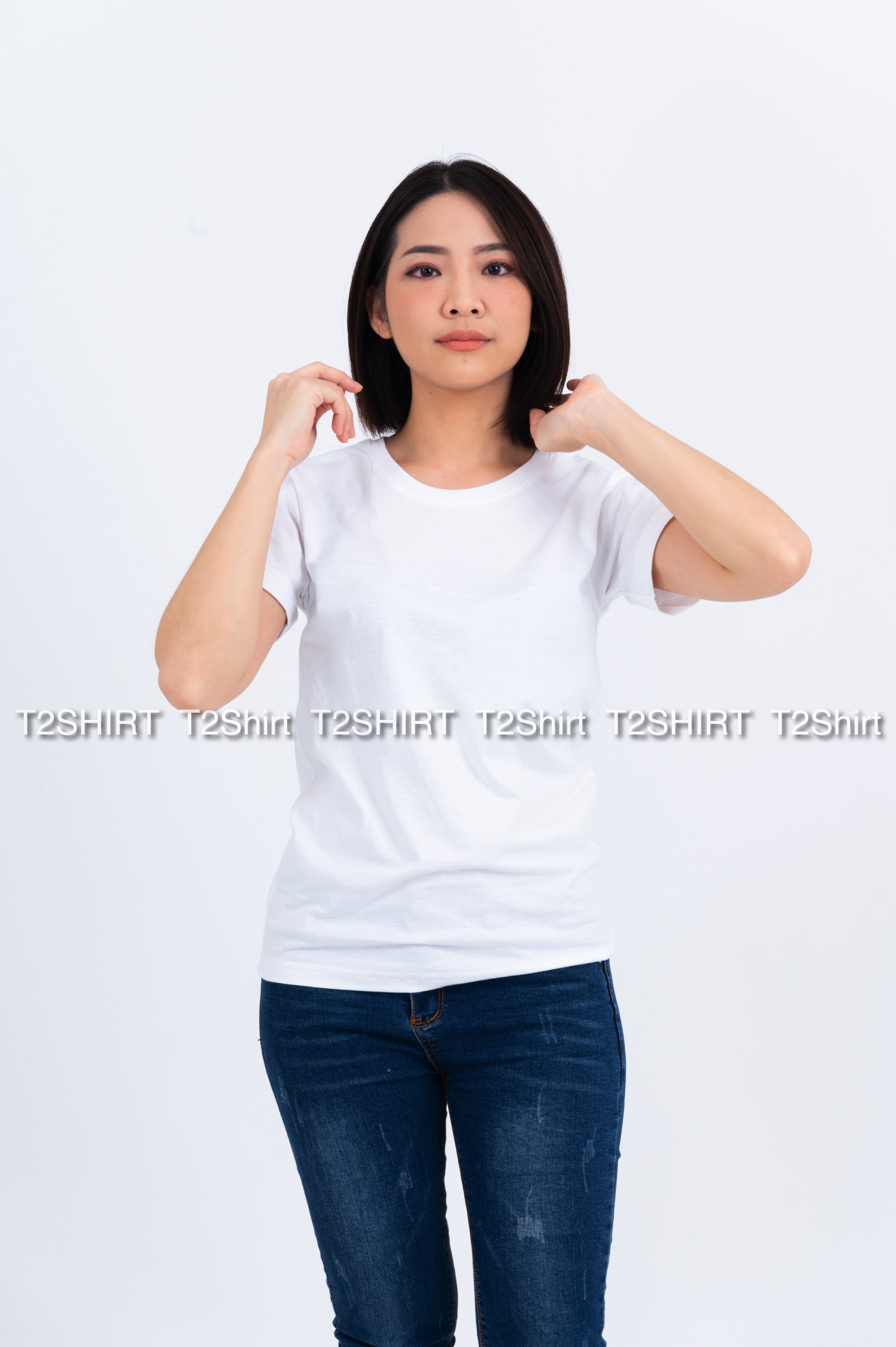 เสื้อยืด คอกลม แขนสั้น สีขาว Size 4XL