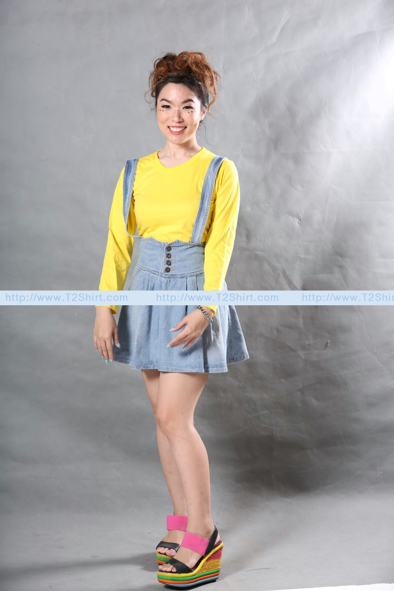 เสื้อยืด คอกลม แขนยาว สีเหลือง Size S