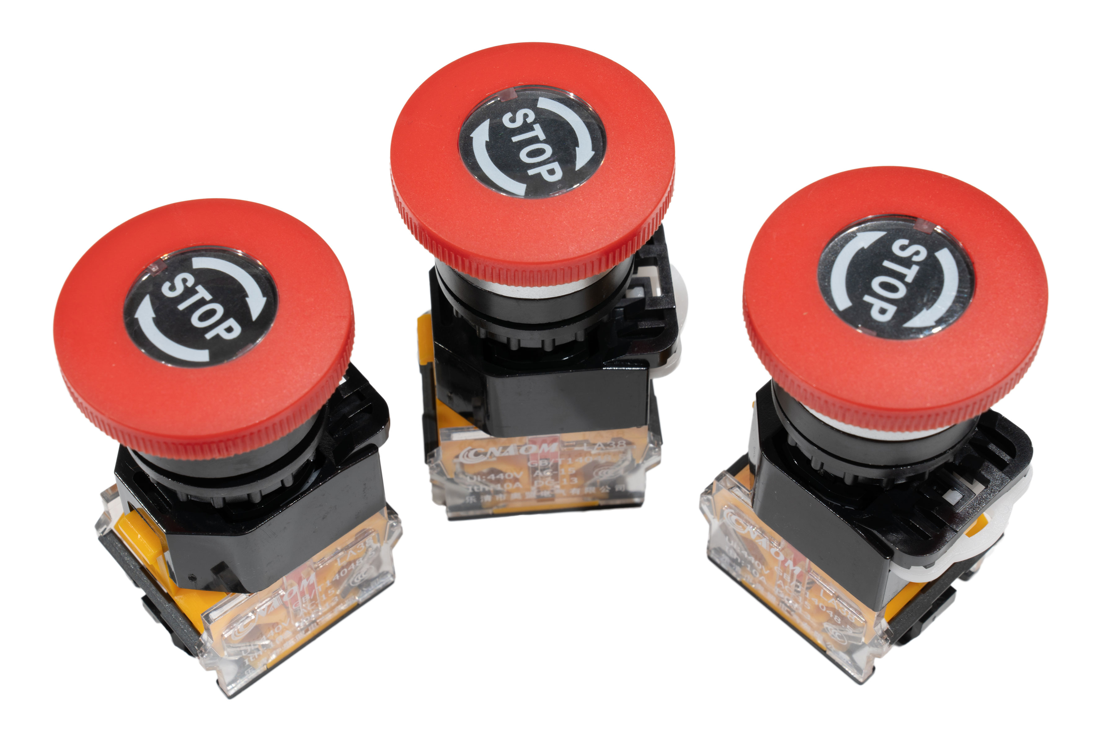 LA38-11ZS สวิทซ์ดอกเห็ด ปุ่มหยุดฉุกเฉิน STOP สำหรับตู้คอนโทรล Emergency Stop Button 1NO 1NC 22mm