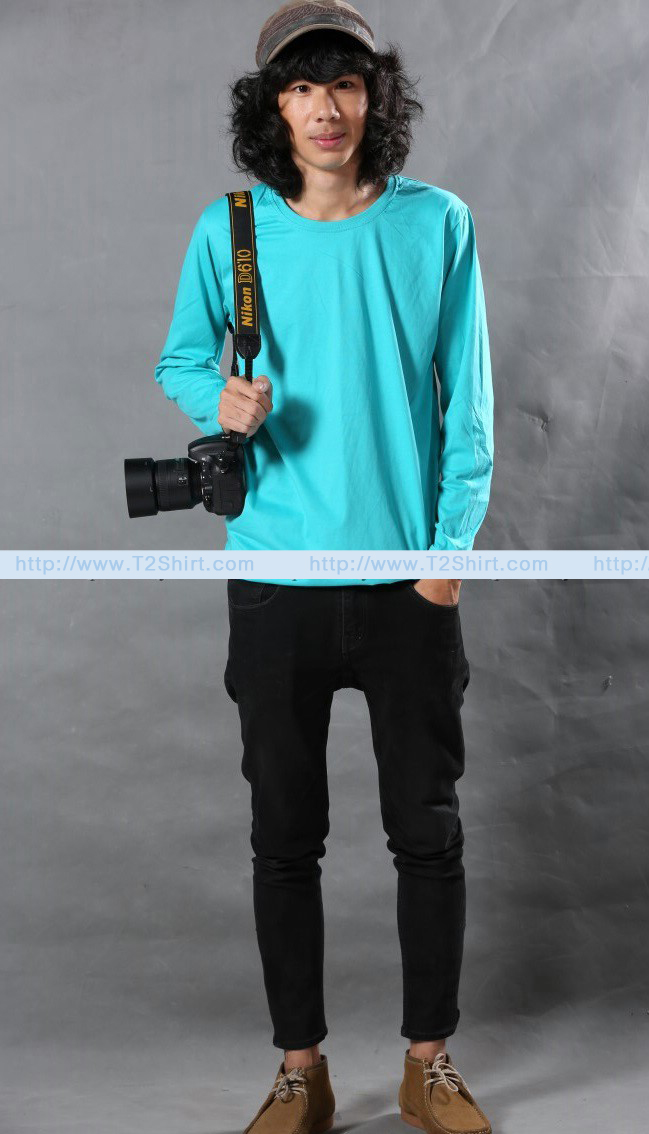 เสื้อยืด คอกลม แขนยาว สีเขียวมิ้นต์ Size 2XL