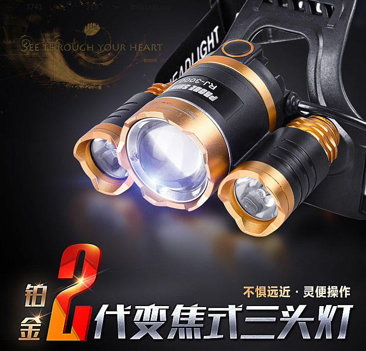 ไฟฉายคาดหัวแรงสูง 3 หลอด Cree LED