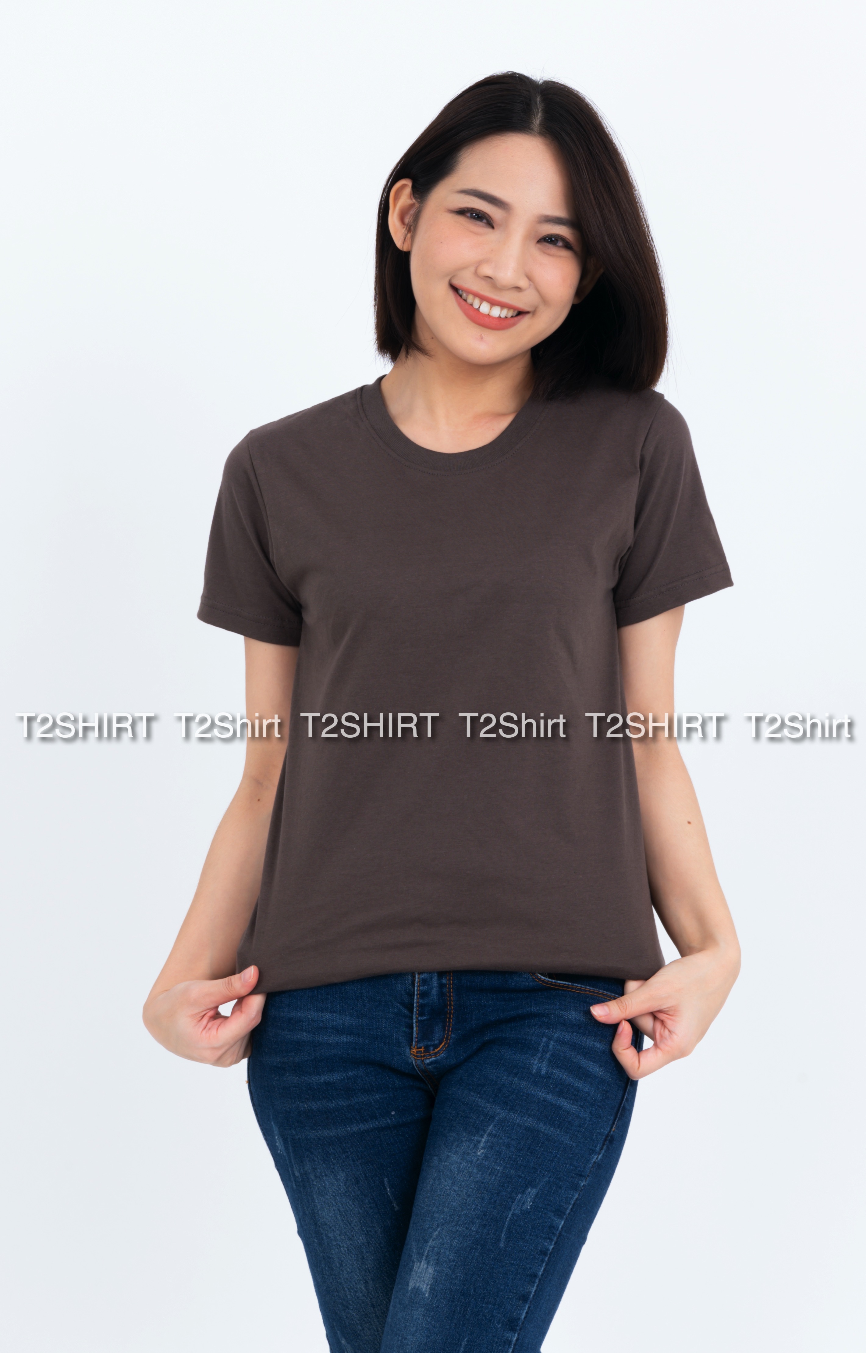 เสื้อยืด คอกลม แขนสั้น สีเทาเข้ม Size 2XL