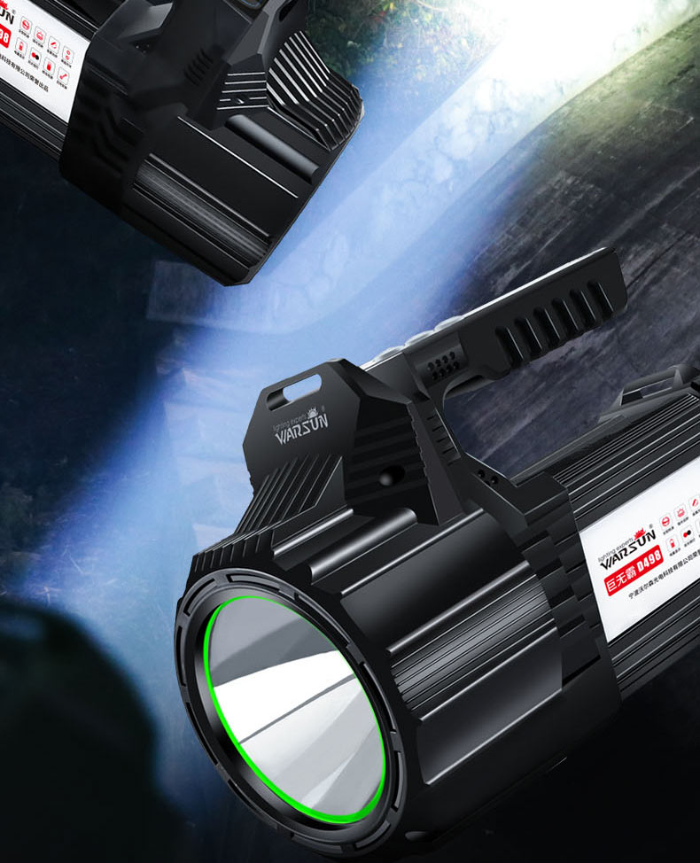 ไฟฉายสะพายแรงสูง แบบส่องไกล พร้อมโคมสีขาว และแดง Warsun D498 Black Upgrade Edition รุ่น 9000