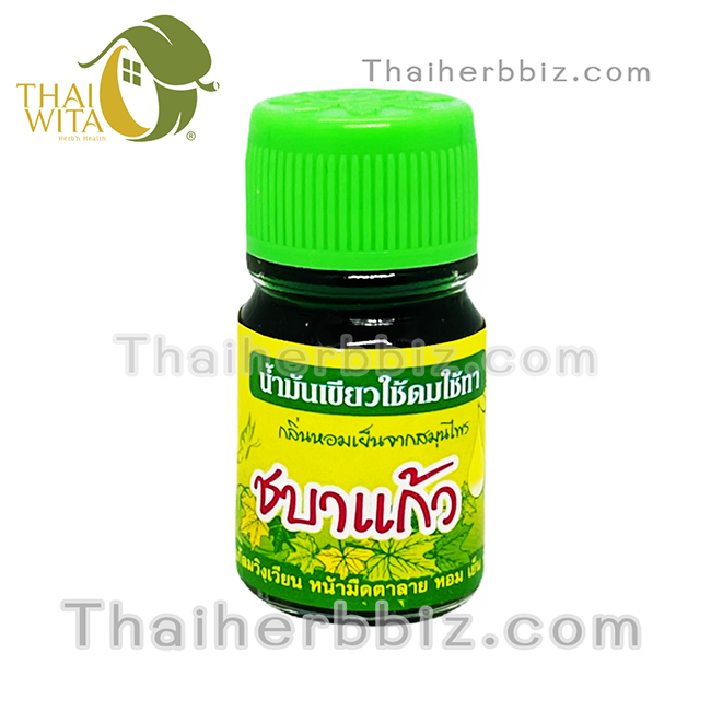 น้ำมันเขียวตราชบาแก้ว โพธิ์ดาวเภสัช กลิ่นหอมเย็นจากสมุนไพร 5 cc.
