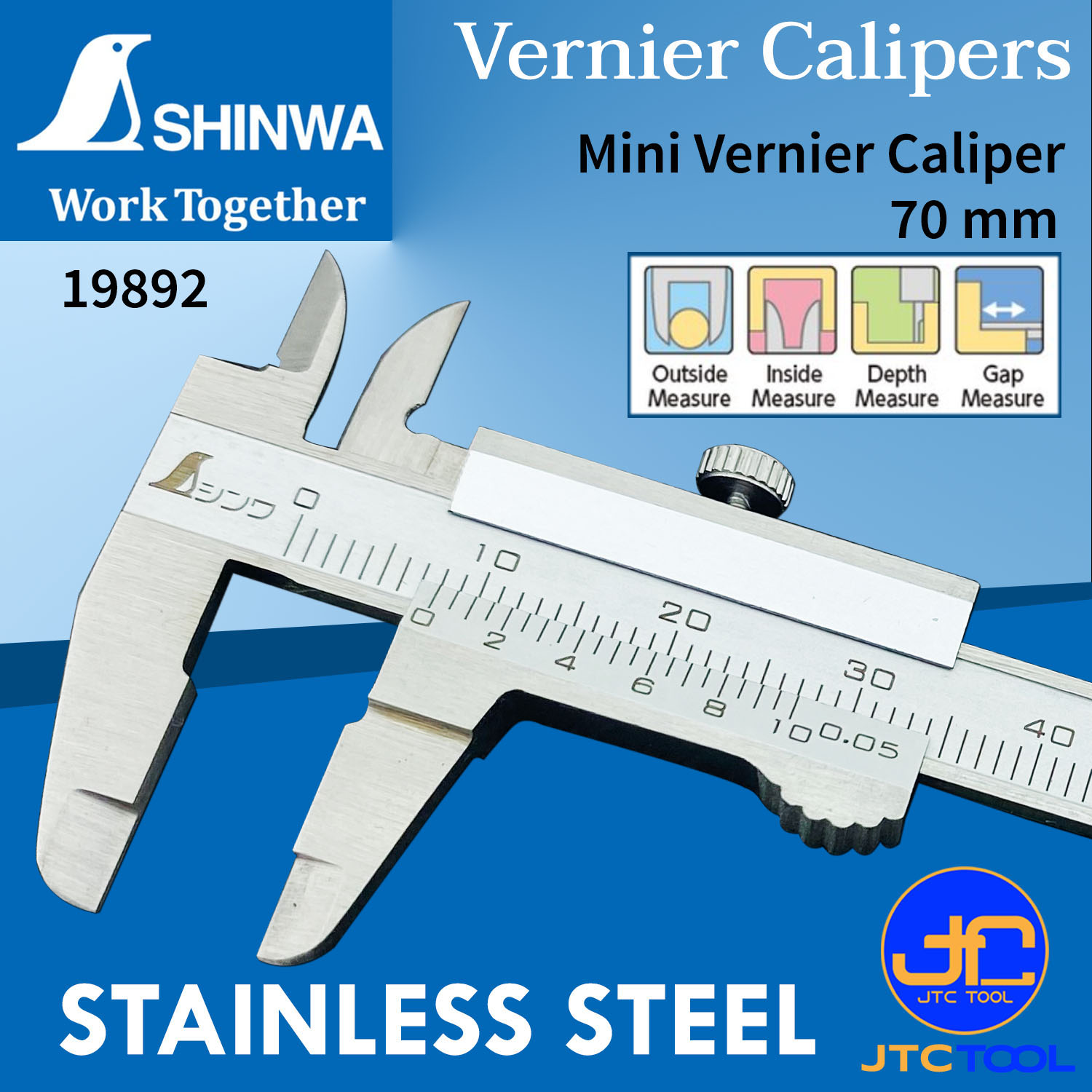 Shinwa เวอร์เนีย คาลิปเปอร์ความละเอียด 0.05มิล - Vernier Caliper Graduation 0.05mm.