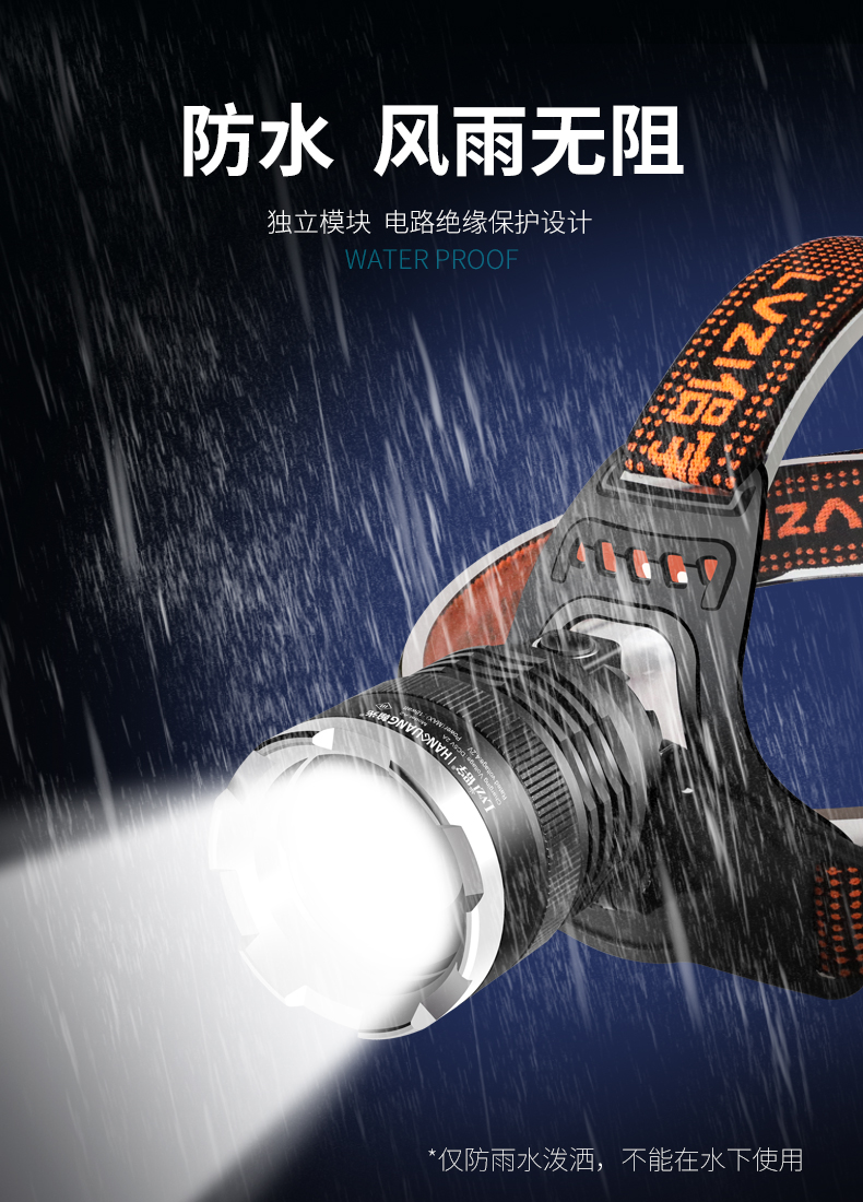 ไฟฉายคาดศีรษะแรงสูงแบบปรับขยายได้ Han Guang A2 หลอด HP20 แสงสีเหลือง พร้อมแบตเตอรี่ 18650 6 ก้อน