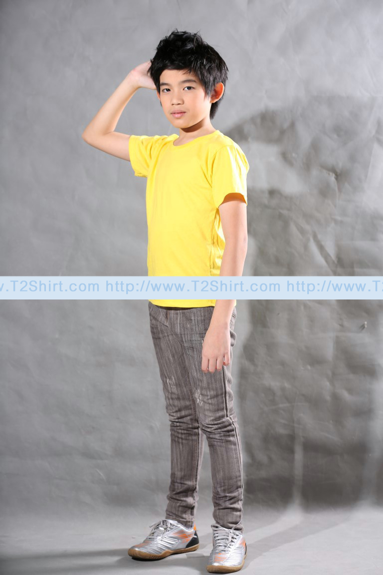 เสื้อยืดเด็ก คอกลม แขนสั้น สีเหลือง Size S