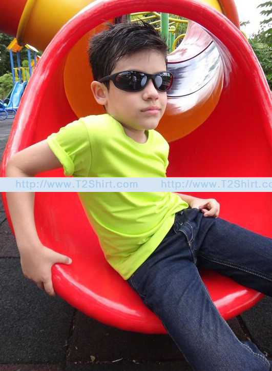 เสื้อยืดเด็ก คอกลม แขนสั้น สีเขียวมะนาว Size L